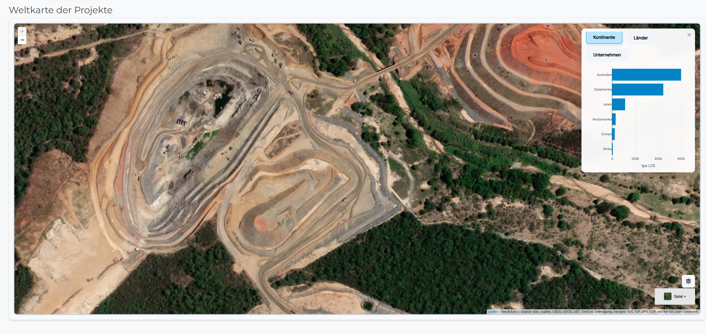 Hard-Rock-Mine aus der Vogelperspektive